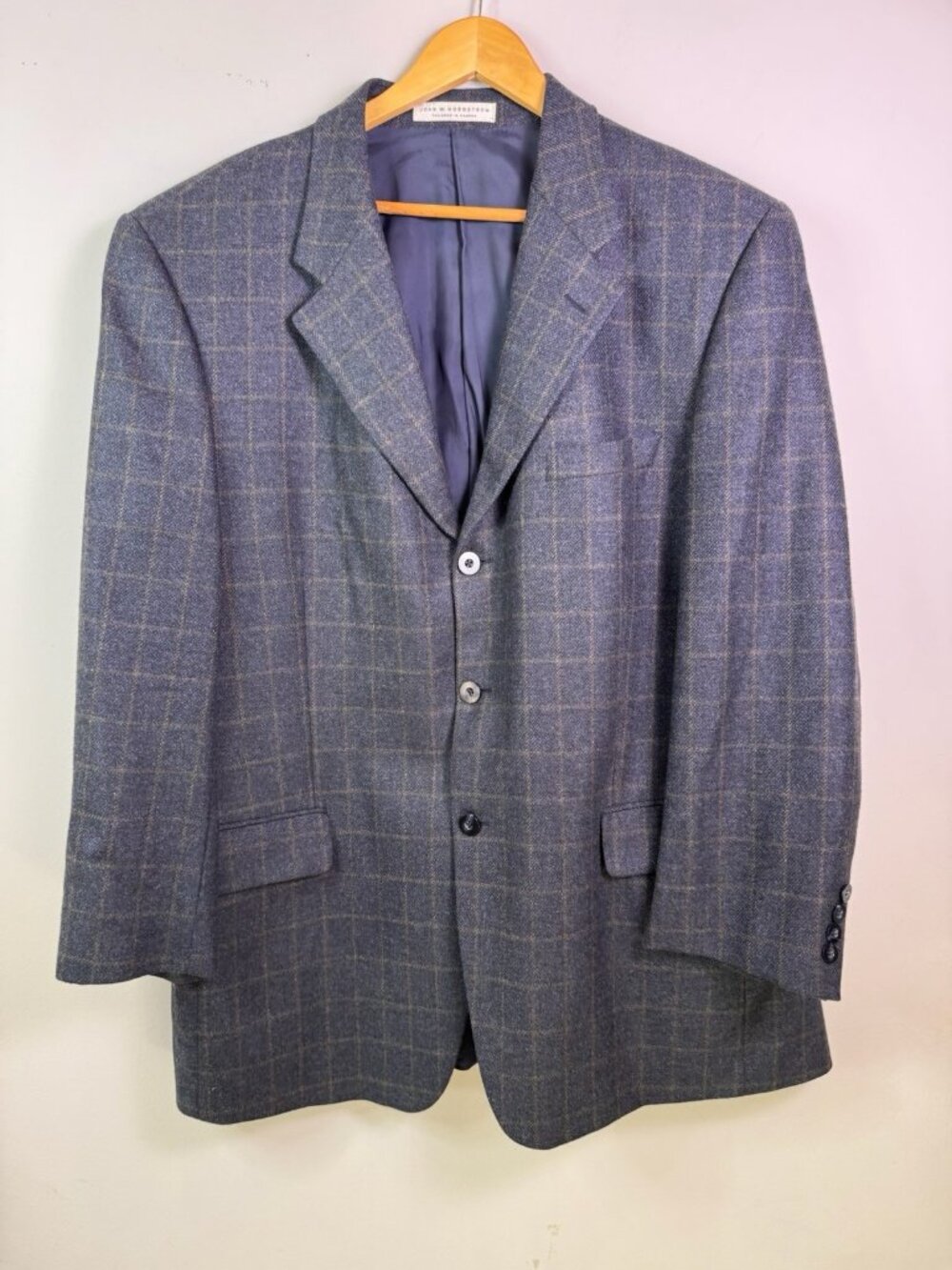 John W Nordstrom Ermenegildo Zegna Blue Plaid Blazer SportCoat Wool Cashmere 48R